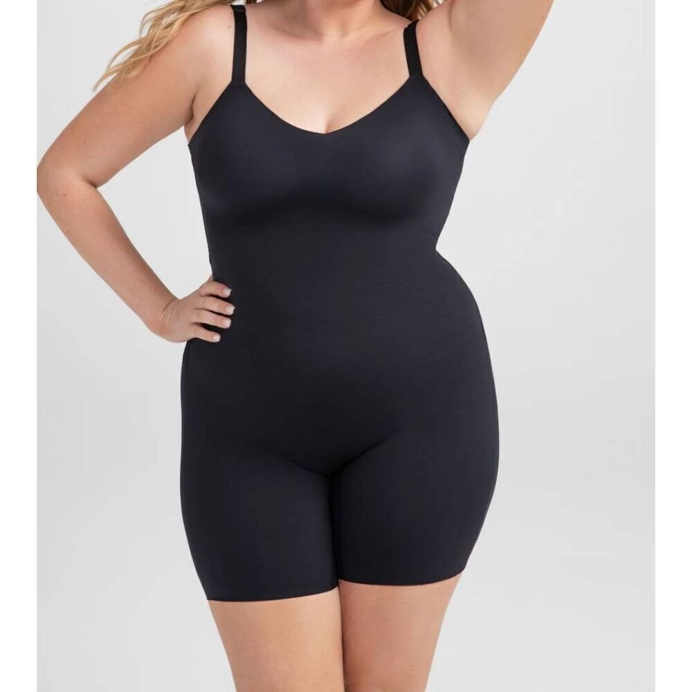 Honeylove Mid Thigh Bodysuit Shapewear Womens 2XL Plus Black New Body Shaper - Picture 1 of 3